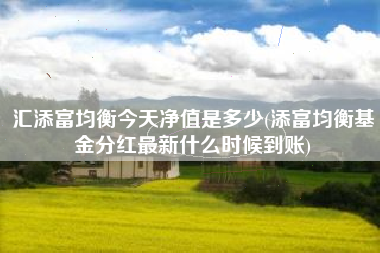 详细阅读:汇添富均衡今天净值是多少(添富均衡基金分红最新什么时候到账) 汇添富均衡今天净值是多少(添富均衡基金分红最新什么时候到账)