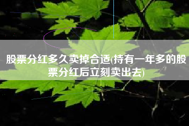 详细阅读:股票分红多久卖掉合适(持有一年多的股票分红后立刻卖出去) 股票分红多久卖掉合适(持有一年多的股票分红后立刻卖出去)