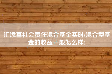 详细阅读:汇添富社会责任混合基金实时(混合型基金的收益一般怎么样) 汇添富社会责任混合基金实时(混合型基金的收益一般怎么样)