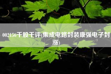 详细阅读:002156千股千评(集成电路封装康强电子封涨) 002156千股千评(集成电路封装康强电子封涨)