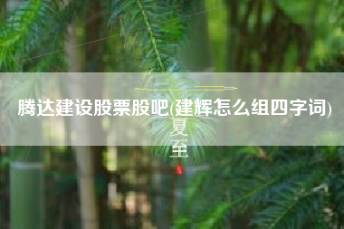 详细阅读:腾达建设股票股吧(建辉怎么组四字词) 腾达建设股票股吧(建辉怎么组四字词)