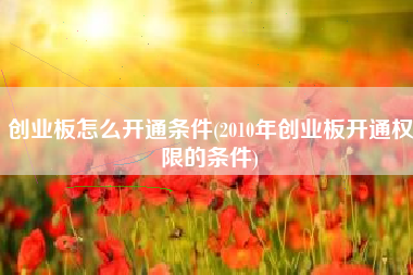 详细阅读:创业板怎么开通条件(2010年创业板开通权限的条件) 创业板怎么开通条件(2010年创业板开通权限的条件)