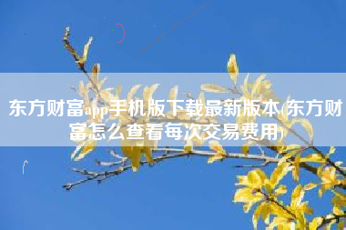详细阅读:东方财富app手机版下载最新版本(东方财富怎么查看每次交易费用) 东方财富app手机版下载最新版本(东方财富怎么查看每次交易费用)