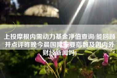 详细阅读:上投摩根内需动力基金净值查询(能回顾并点评昨晚今晨国际主要指数及国内外财经新闻吗) 上投摩根内需动力基金净值查询(能回顾并点评昨晚今晨国际主要指数及国内外财经新闻吗)