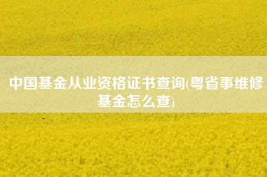 详细阅读:中国基金从业资格证书查询(粤省事维修基金怎么查) 中国基金从业资格证书查询(粤省事维修基金怎么查)