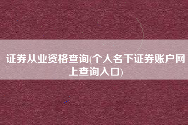 详细阅读:证券从业资格查询(个人名下证券账户网上查询入口) 证券从业资格查询(个人名下证券账户网上查询入口)