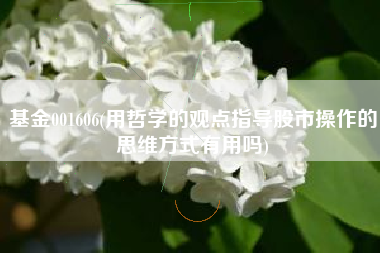 详细阅读:基金001606(用哲学的观点指导股市操作的思维方式有用吗) 基金001606(用哲学的观点指导股市操作的思维方式有用吗)