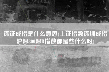 详细阅读:深证成指是什么意思(上证指数深圳成指沪深300深B指数都是些什么呀) 深证成指是什么意思(上证指数深圳成指沪深300深B指数都是些什么呀)