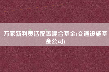 详细阅读:万家新利灵活配置混合基金(交通设施基金公司) 万家新利灵活配置混合基金(交通设施基金公司)