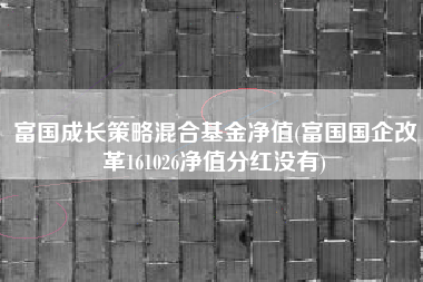 详细阅读:富国成长策略混合基金净值(富国国企改革161026净值分红没有) 富国成长策略混合基金净值(富国国企改革161026净值分红没有)