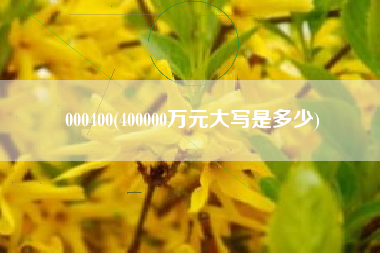 详细阅读:000400(400000万元大写是多少) 000400(400000万元大写是多少)