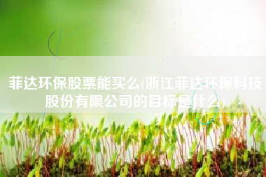 详细阅读:菲达环保股票能买么(浙江菲达环保科技股份有限公司的目标是什么) 菲达环保股票能买么(浙江菲达环保科技股份有限公司的目标是什么)