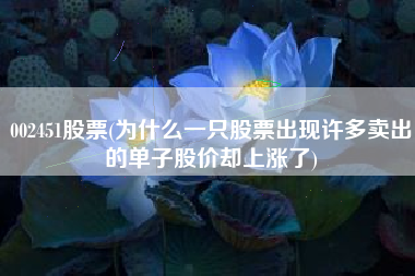 详细阅读:002451股票(为什么一只股票出现许多卖出的单子股价却上涨了) 002451股票(为什么一只股票出现许多卖出的单子股价却上涨了)