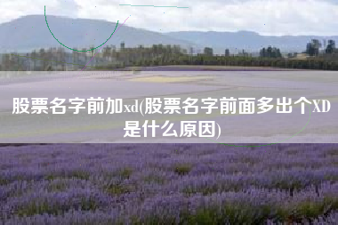 详细阅读:股票名字前加xd(股票名字前面多出个XD是什么原因) 股票名字前加xd(股票名字前面多出个XD是什么原因)