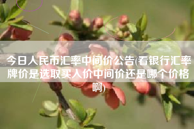 详细阅读:今日人民币汇率中间价公告(看银行汇率牌价是选取买入价中间价还是哪个价格啊) 今日人民币汇率中间价公告(看银行汇率牌价是选取买入价中间价还是哪个价格啊)