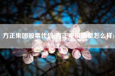 详细阅读:方正集团股票代码(方正电机质量怎么样) 方正集团股票代码(方正电机质量怎么样)