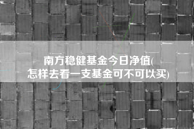 南方稳健基金今日净值(
怎样去看一支基金可不可以买)