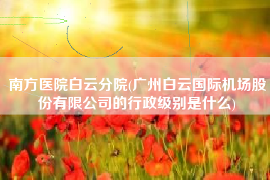 详细阅读:南方医院白云分院(广州白云国际机场股份有限公司的行政级别是什么) 南方医院白云分院(广州白云国际机场股份有限公司的行政级别是什么)