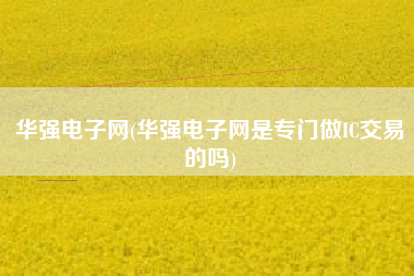 详细阅读:华强电子网(华强电子网是专门做IC交易的吗) 华强电子网(华强电子网是专门做IC交易的吗)