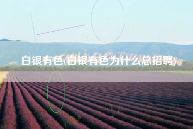 详细阅读:白银有色(白银有色为什么总招聘) 白银有色(白银有色为什么总招聘)