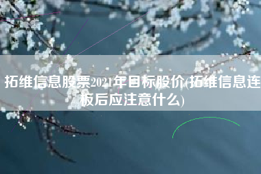 拓维信息股票2021年目标股价(拓维信息连板后应注意什么)