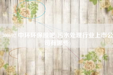 300692 中环环保股吧(污水处理行业上市公司有哪些)