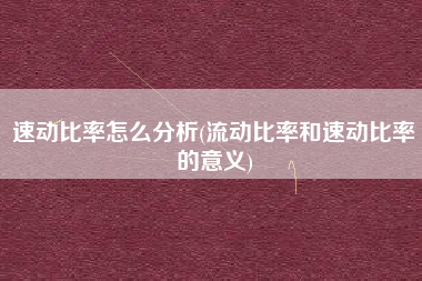 速动比率怎么分析(流动比率和速动比率的意义)