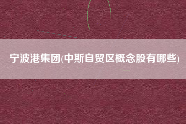 宁波港集团(中斯自贸区概念股有哪些)