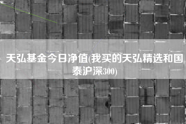 天弘基金今日净值(我买的天弘精选和国泰沪深300)