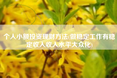 详细阅读:个人小额投资理财方法(做稳定工作有稳定收入收入水平大众化) 个人小额投资理财方法(做稳定工作有稳定收入收入水平大众化)
