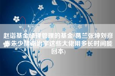 赵诣基金经理管理的基金(葛兰张坤刘彦春朱少醒谢治宇这些大佬用多长时间能回本)