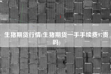 生猪期货行情(生猪期货一手手续费97贵吗)