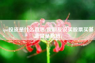 详细阅读:ipo投资是什么意思(我朋友说买股票买基金就是赌博) ipo投资是什么意思(我朋友说买股票买基金就是赌博)