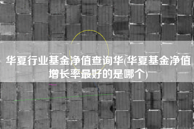 华夏行业基金净值查询华(华夏基金净值增长率最好的是哪个)
