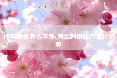 迪马股份怎么不涨(怎么利用集合竞价选股)