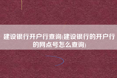 建设银行开户行查询(建设银行的开户行的网点号怎么查询)