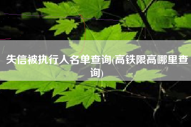 失信被执行人名单查询(高铁限高哪里查询)