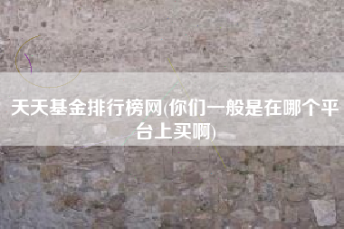 天天基金排行榜网(你们一般是在哪个平台上买啊)