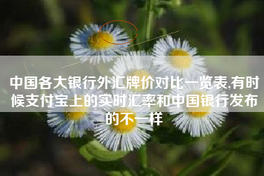 中国各大银行外汇牌价对比一览表,有时候支付宝上的实时汇率和中国银行发布的不一样