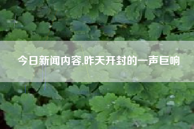 今日新闻内容,昨天开封的一声巨响