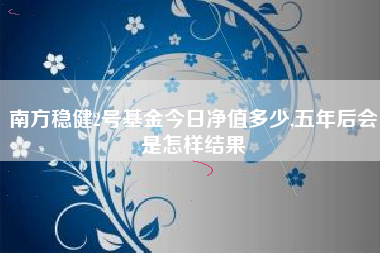 详细阅读:南方稳健2号基金今日净值多少,五年后会是怎样结果 南方稳健2号基金今日净值多少,五年后会是怎样结果
