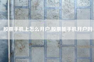 股票手机上怎么开户,股票能手机开户吗