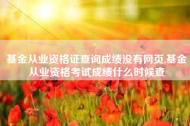 基金从业资格证查询成绩没有网页,基金从业资格考试成绩什么时候查