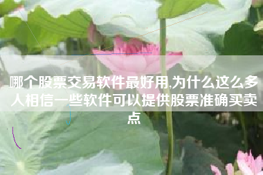 详细阅读:哪个股票交易软件最好用,为什么这么多人相信一些软件可以提供股票准确买卖点 哪个股票交易软件最好用,为什么这么多人相信一些软件可以提供股票准确买卖点