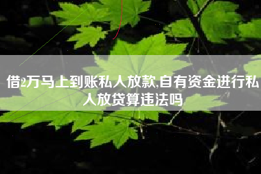 借2万马上到账私人放款,自有资金进行私人放贷算违法吗