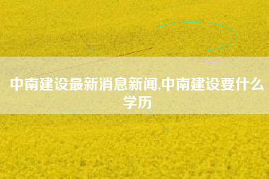 中南建设最新消息新闻,中南建设要什么学历