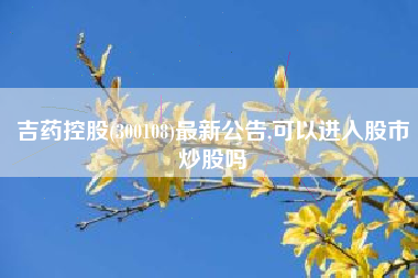 吉药控股(300108)最新公告,可以进入股市炒股吗