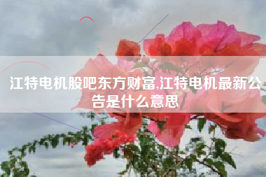 江特电机股吧东方财富,江特电机最新公告是什么意思