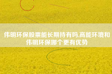 伟明环保股票能长期持有吗,高能环境和伟明环保哪个更有优势
