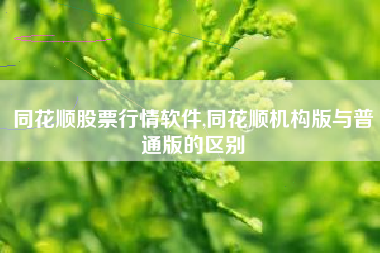 同花顺股票行情软件,同花顺机构版与普通版的区别